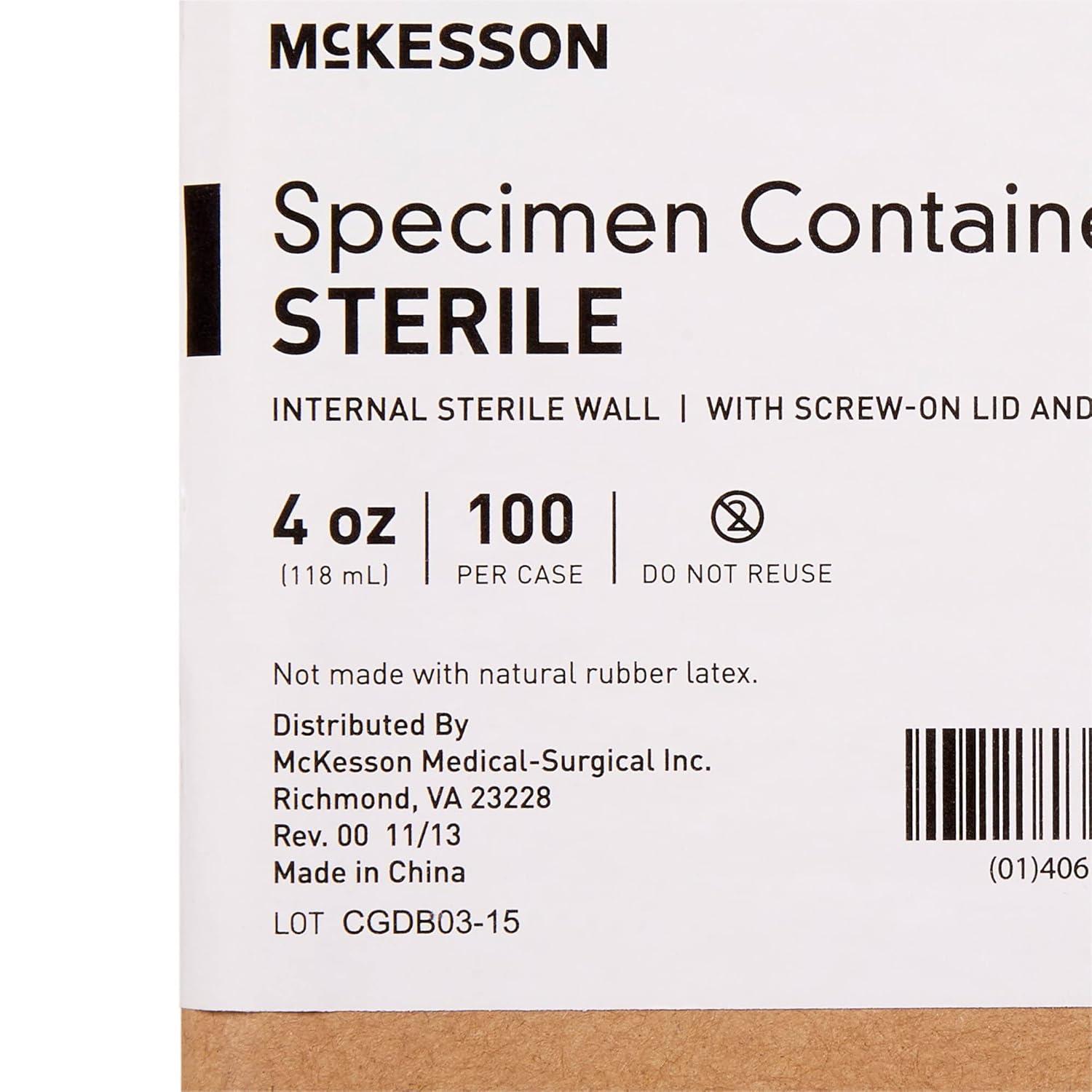 image:imageMcKesson Specimen Cups with Lids UrinePee Cups Sample Containers Leak Resistant 4 oz 120 ml 100 Count