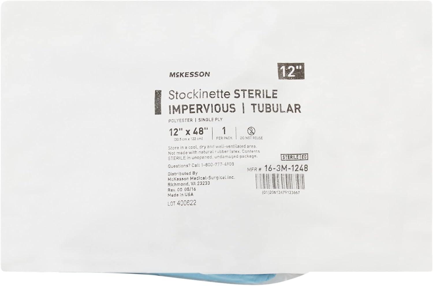image:imageMcKesson Surgical Stockinette Sterile Knit Liner with Impervious Tube PreCut NonAdhesive Tubular Drape Stockinette 48 in x 12 in 1 Count