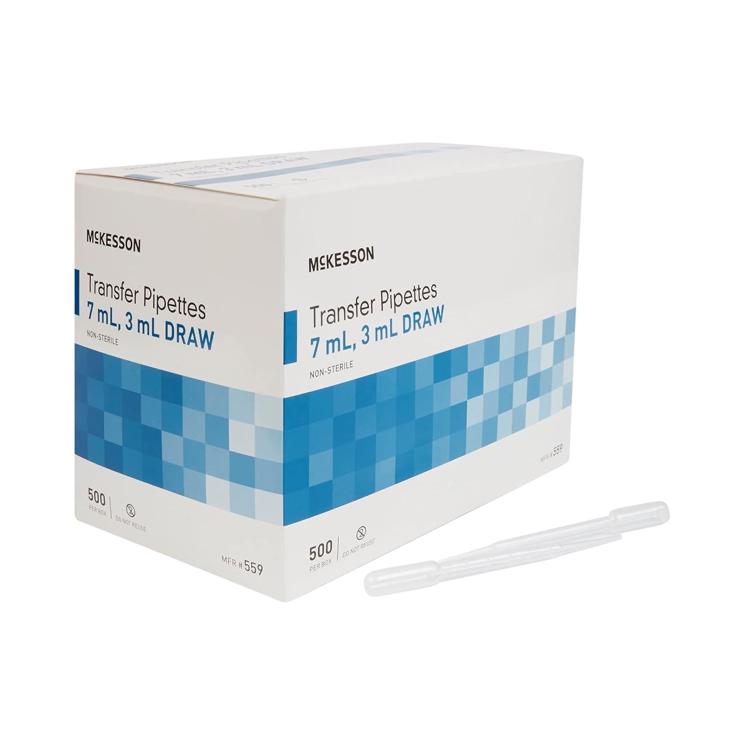image:imageMcKesson Transfer Pipette NonSterile 7 mL Capacity 05 mL to 3 mL Graduation Increments 500 Count 1 Pack