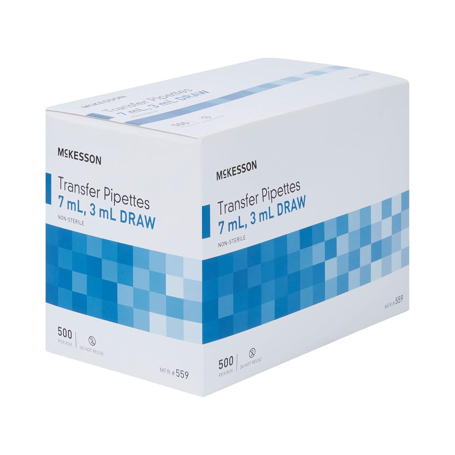 image:imageMcKesson Transfer Pipette NonSterile 7 mL Capacity 05 mL to 3 mL Graduation Increments 500 Count 1 Pack