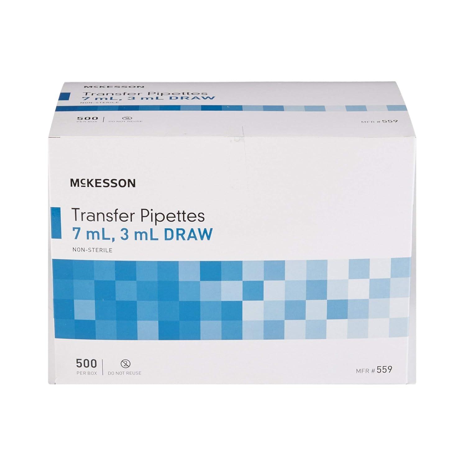 image:imageMcKesson Transfer Pipette NonSterile 7 mL Capacity 05 mL to 3 mL Graduation Increments 500 Count 1 Pack