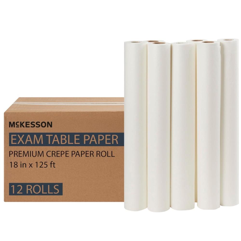 image:imageMcKesson 18812 Table Paper Smooth White 18 Width 225 Length 18 Width 2700 Length Pack of 1218 X125 Crepe