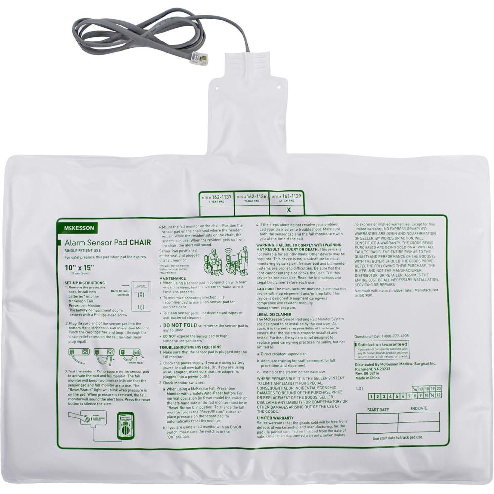 image:imageMcKesson Alarm Sensor Pad for Chairs Weight Sensitive for use with Fall Prevention Monitors Vinyl 10 in x 15 in 1 Count White