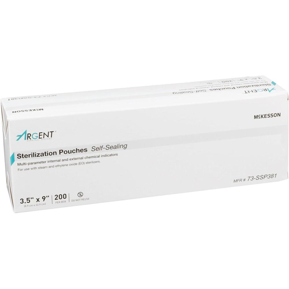 image:imageMcKesson Argent SureCheck SelfSealing Sterilization Pouch TransparentBlue 3 12 in x 9 in 200 Count 1 Pack