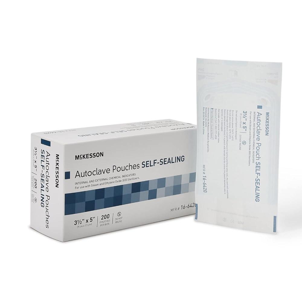 image:imageMcKesson Autoclave Pouches SelfSealing Steam and Ethylene Oxide Sterilizers 7 12 in x 13 in 200 Count 1 Pack312 X 5 Inch 4000 ct