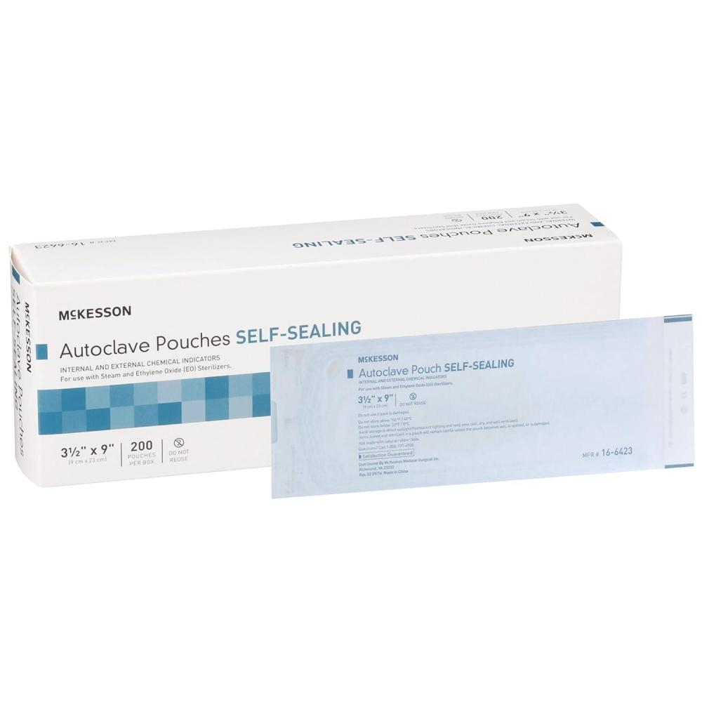 image:imageMcKesson Autoclave Pouches SelfSealing Steam and Ethylene Oxide Sterilizers 7 12 in x 13 in 200 Count 1 Pack312 X 9 Inch  200 ct