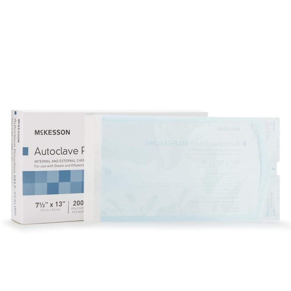 image:imageMcKesson Autoclave Pouches SelfSealing Steam and Ethylene Oxide Sterilizers 7 12 in x 13 in 200 Count 1 Pack712 X 13 Inch 200 ct