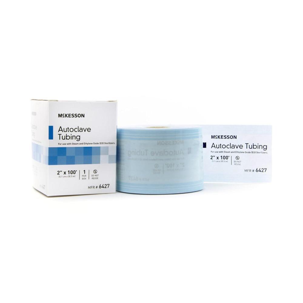 image:imageMcKesson Autoclave Tubing for Steam and EO Sterilizers  Medical Tool Sterilization Tubing Clear Blue Film with WaterBased Ink 2 in x 100 ft 1 Count