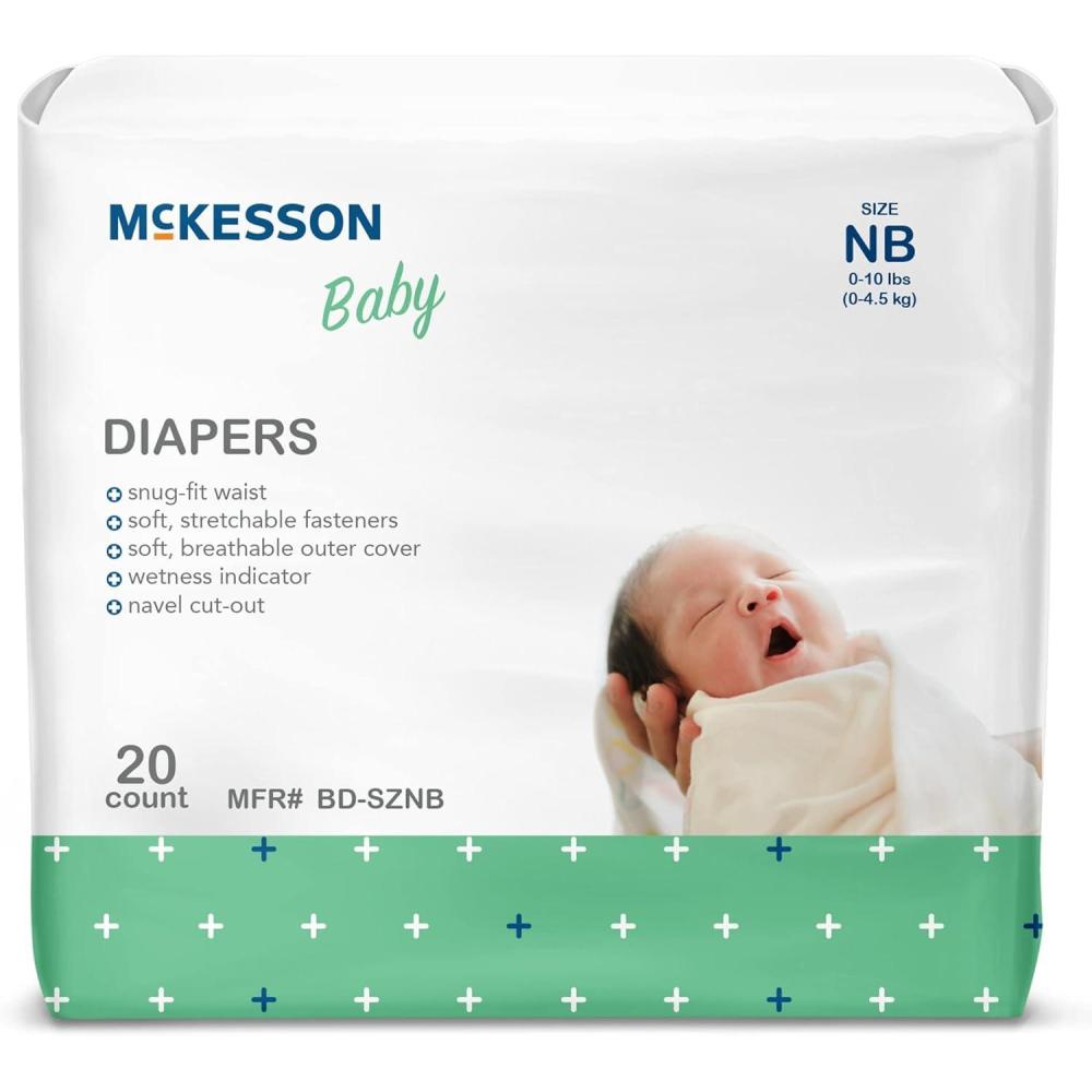 image:imageMcKesson Baby Diapers for Newborns Disposable Breathable Navel CutOut 0 to 10 lbs 20 Count 6 Packs 120 TotalNewborn Pack of 20