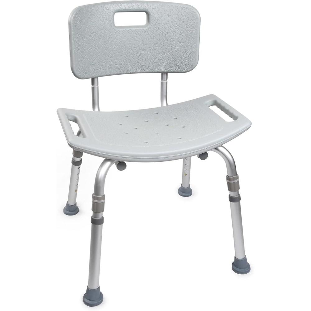 image:imageMcKesson Bath Bench with Removable Back Aluminum Frame Without Arms Gray 300 lbs Weight Capacity 19 14 in Seat Width 15 12 in to 19 12 in Height 1 Count