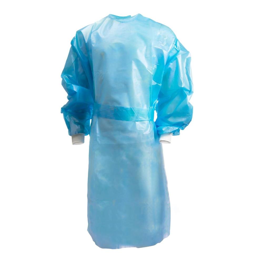 image:imageMcKesson Chemotherapy Procedure Gown Disposable FullBack Waist Tie AAMI Level 2 Unisex NonSterile Blue Size 2XL 53 in L 30 Count