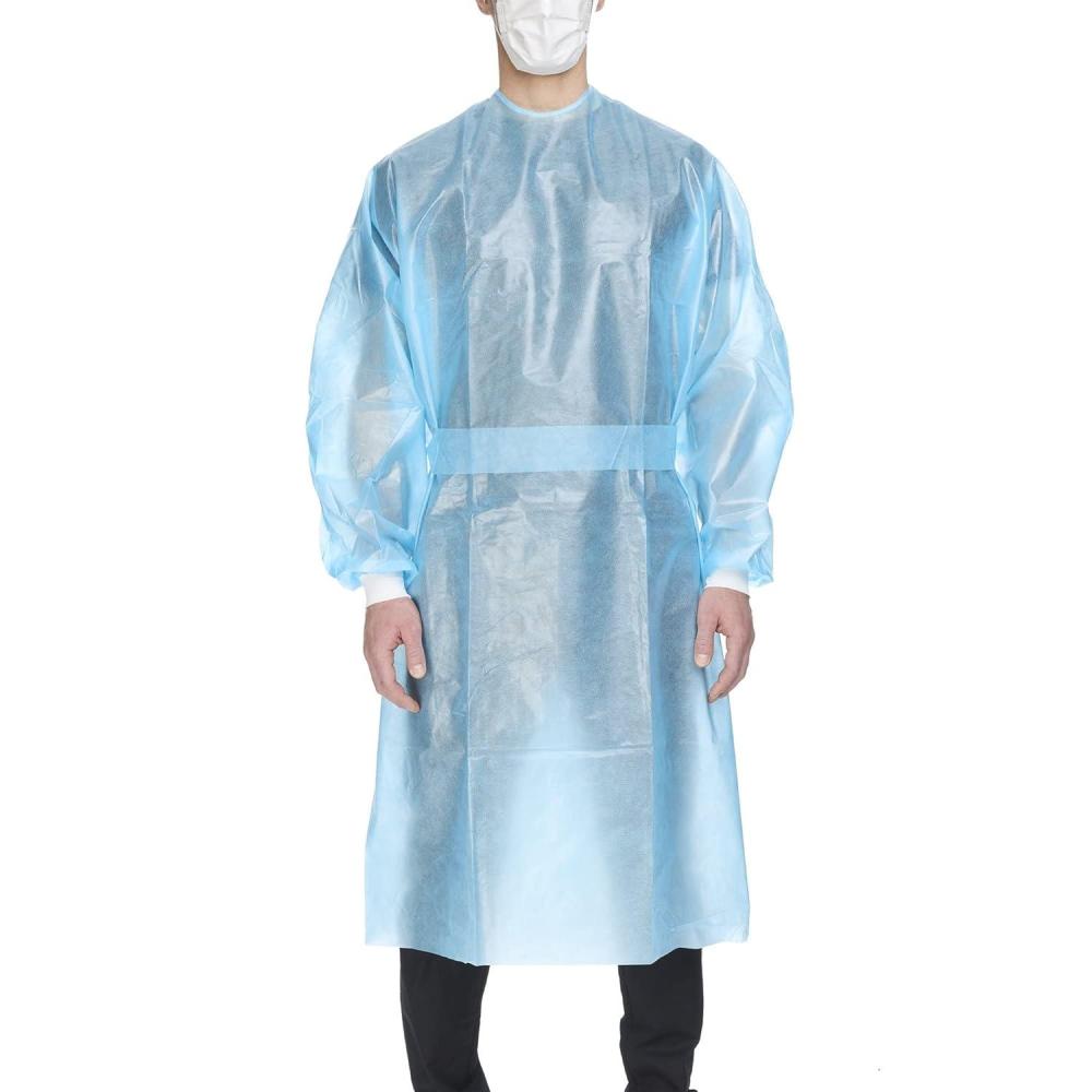image:imageMcKesson Chemotherapy Procedure Gown Disposable FullBack Waist Tie AAMI Level 2 Unisex NonSterile Blue Size XL 51 in L 30 Count