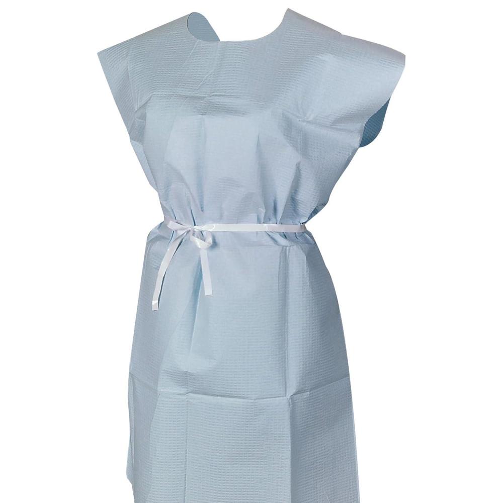 image:imageMcKesson Disposable Patient Exam Gown Pack of 50 LatexFree Medical Hospital TissuePolyester Blue One Size Fits Most50
