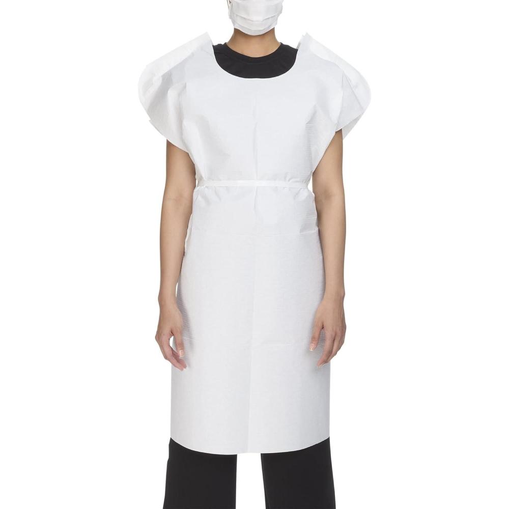 image:imageMcKesson Disposable Patient Exam Gown Pack of 50 LatexFree Medical Hospital TissuePolyester White One Size Fits Most