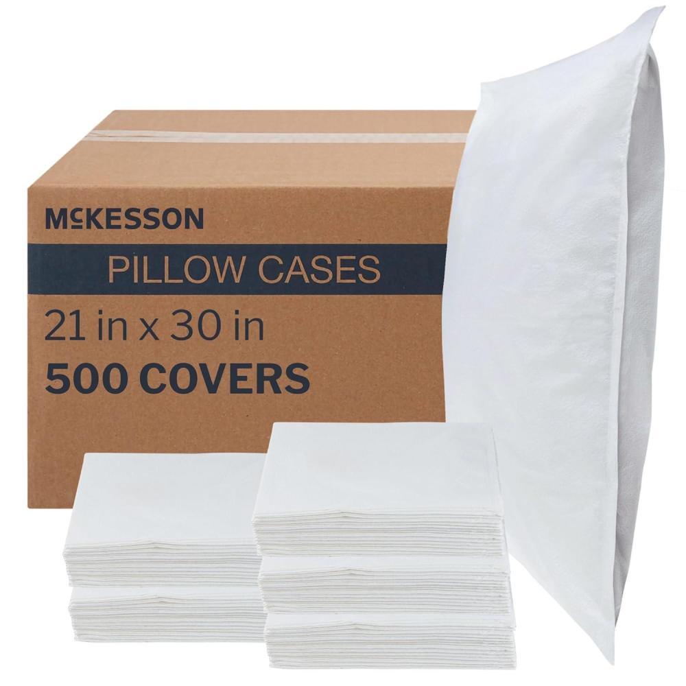 image:imageMcKesson Disposable Pillow Case Covers 400 Count Bulk Pillowcase SingleUse for Medical Hospital Travel Standard Size White 21 in x 30 in