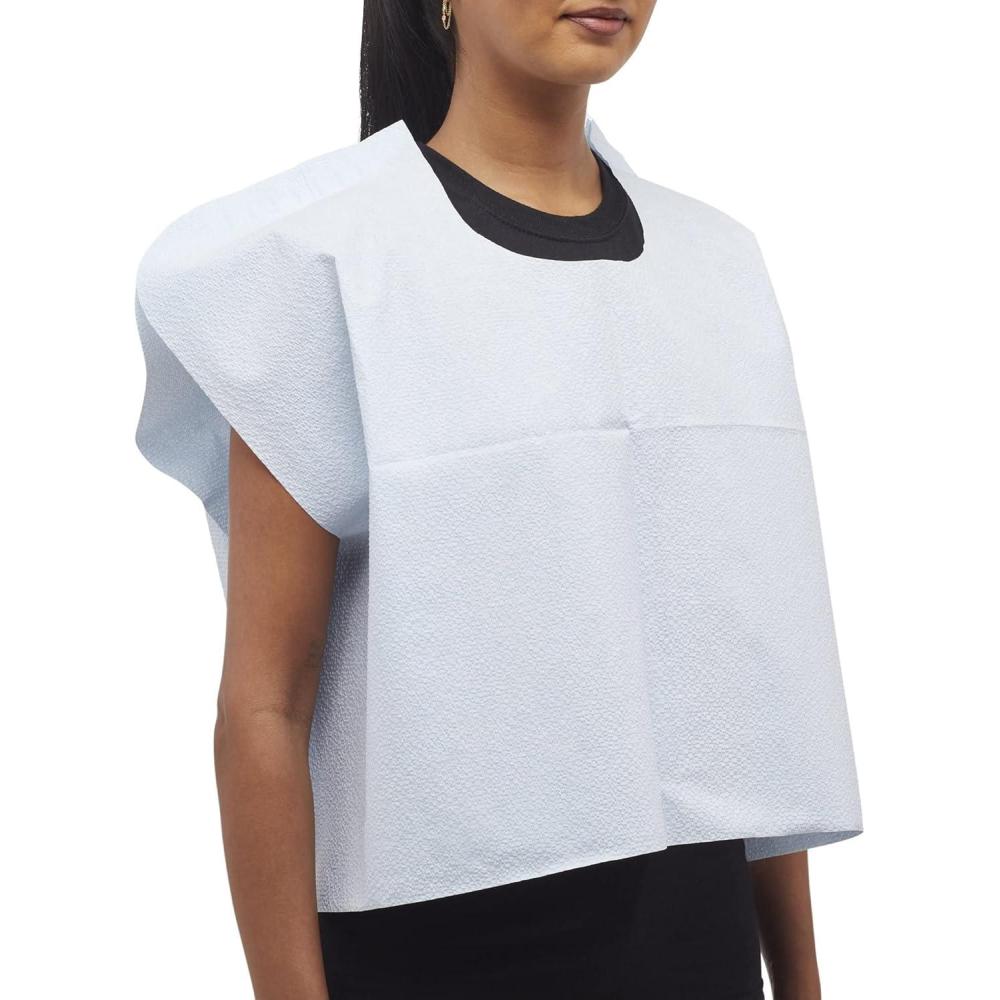 image:imageMcKesson Exam Capes for Adults  Poly and Economy Tissue Front or Back Opening Unisex  Blue One Size Fits Most 21 in x 30 in 100 Count