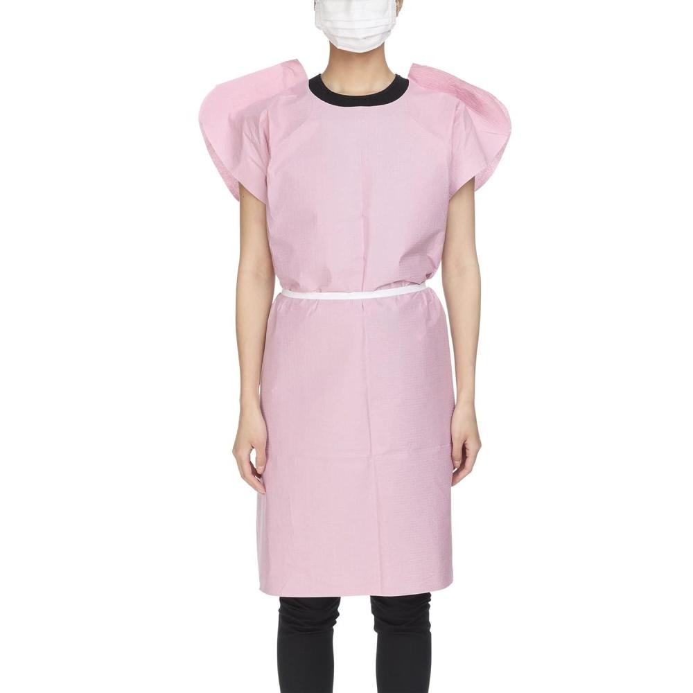 image:imageMcKesson Exam Gown Disposable Poly and Premium Tissue Front or Back Opening Short Sleeve Unisex Mauve One Size Fits Most Adults 21 in x 30 in 50 Count50