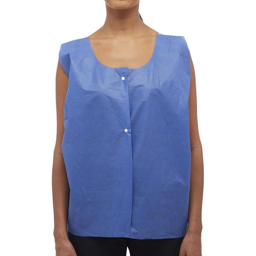 image:imageMcKesson Exam Vest NonWoven Snap Closure Unisex Disposable Medical Examination Protection Blue One Size Fits Most 24 in x 31 in 75 Count