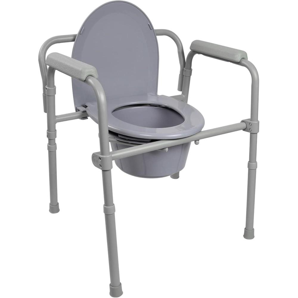 image:imageMcKesson Folding Commode Chair with 75 qt Bucket 350 lbs Weight Capacity 13 12 in Seat Width Adjustable Height 1 Count1 Count Pack of 1
