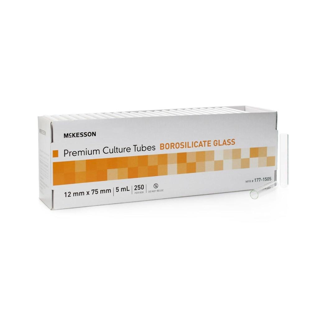 image:imageMcKesson Glass Culture Tubes  Borosilicate Glass Test Tubes Chemical Resistant FirePolished Rims 5 mL Volume 12 x 75 mm 250 Count250