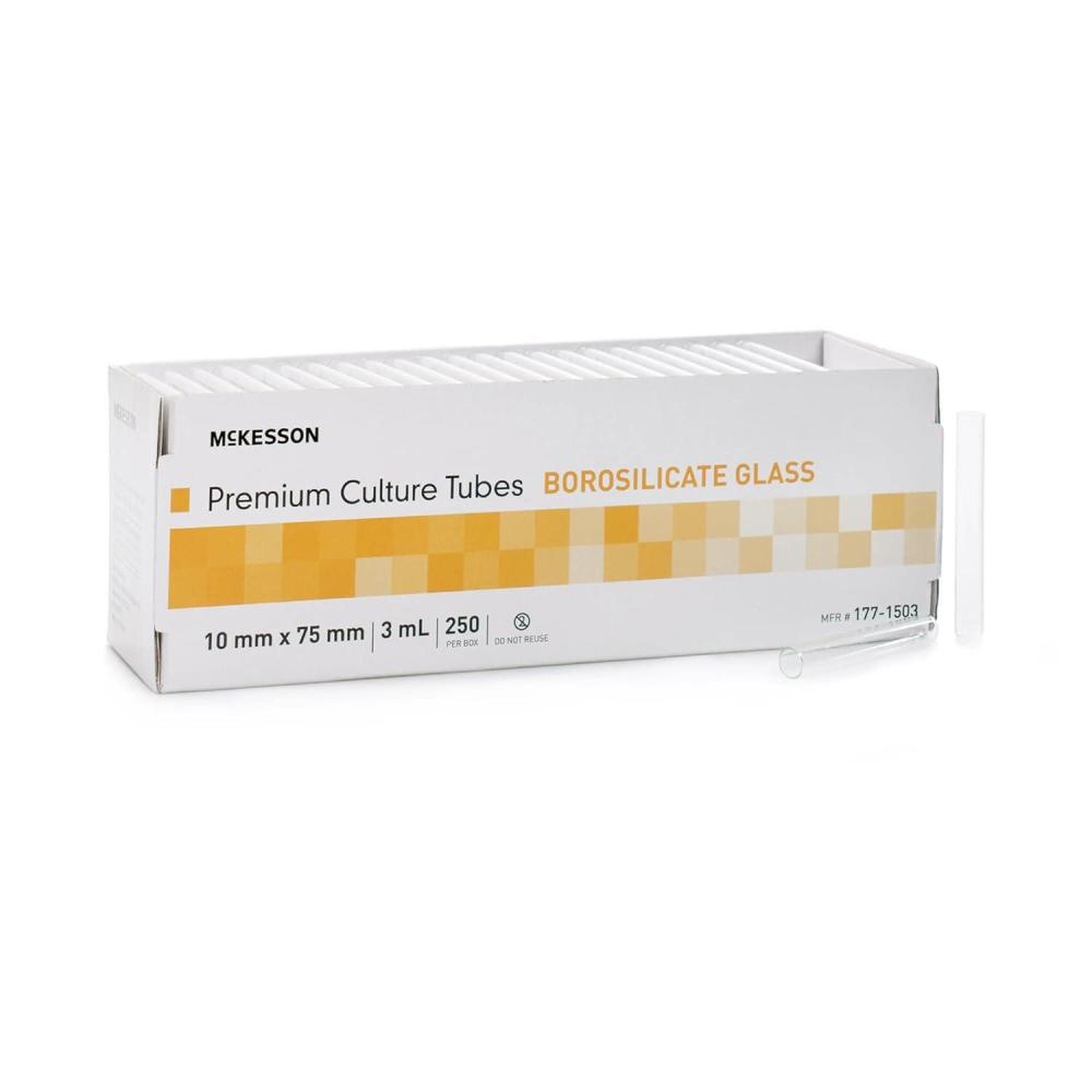 image:imageMcKesson Glass Culture Tubes Borosilicate Test Tubes Chemical Resistant FirePolished Rims for Labs Science Class 3 mL 250 Count250