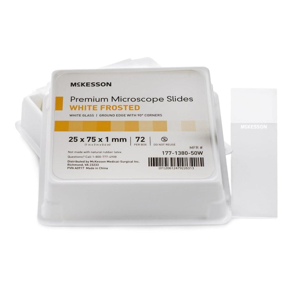 image:imageMcKesson Glass Microscope Slides 25 X 75 X 1 mm White Frosted End 72 pcs