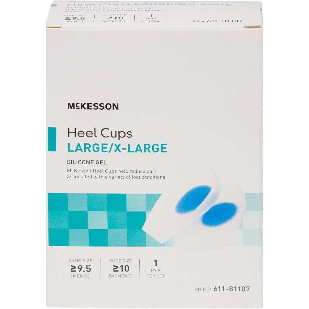 image:imageMcKesson Heel Cups  Silicone Gel UShaped Supportive  Blue and Transparent LargeXL 1 Count