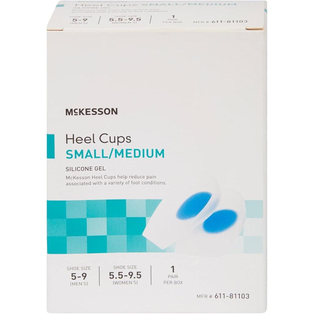 image:imageMcKesson Heel Cups Silicone Gel UShaped Supportive Blue and Transparent Small Medium Size 1 Count