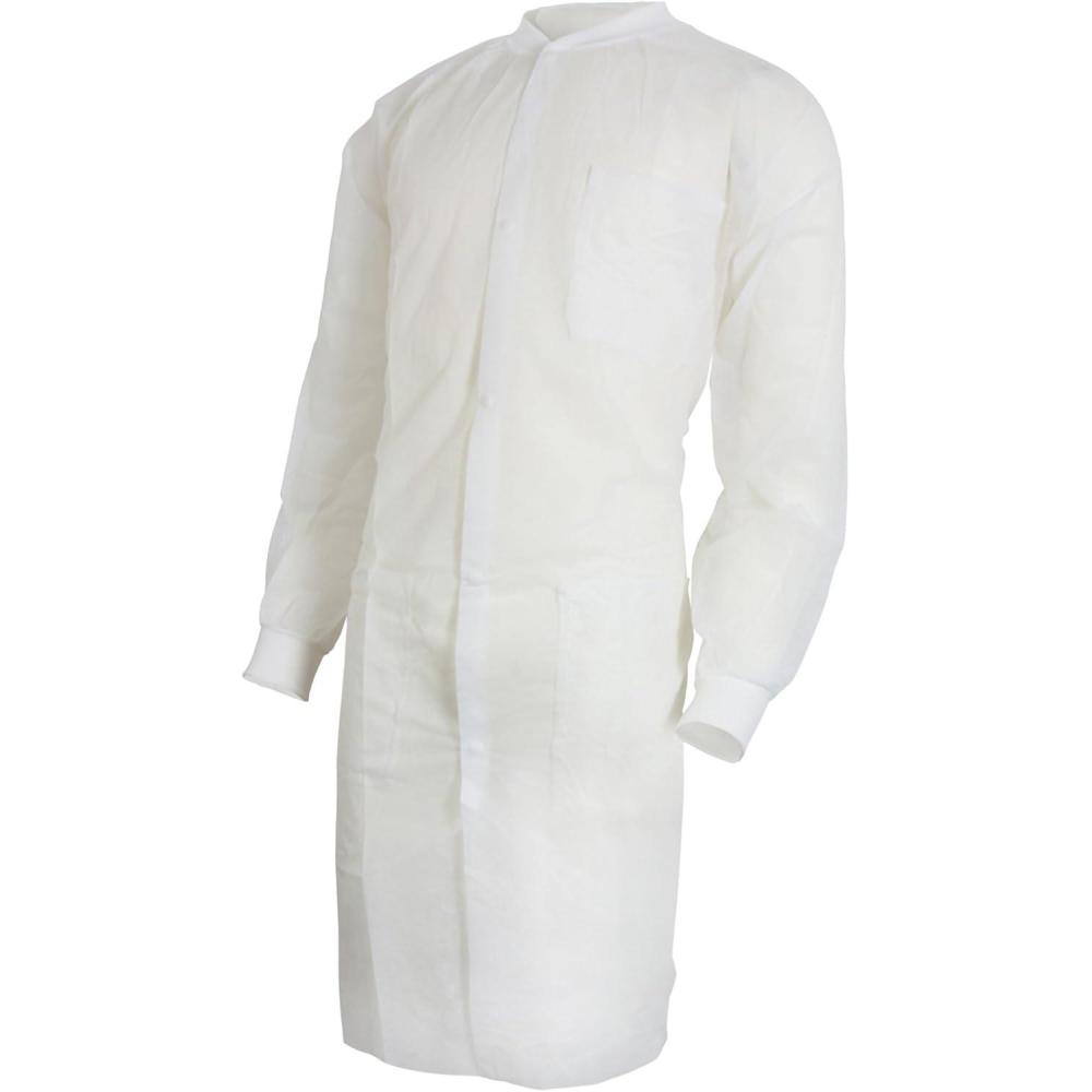 image:imageMcKesson Lab Coat for Men or Women Long Sleeve KneeLength Disposable Medical Coat MoistureResistant SnapFront Closure LargeXL 10 Count