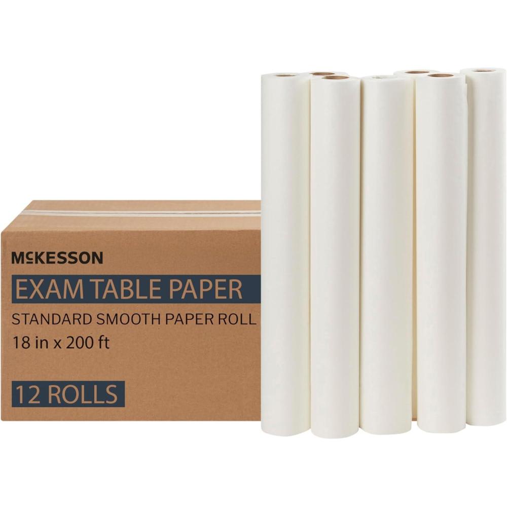 image:imageMcKesson Medical Exam Table Paper Rolls 12 Rolls 18 in x 225 ft White Standard Smooth Disposable Bed Cover for Doctor Spa Diaper Changing Waxing Nursing Chiropractor Patternmaking Tracing18 in x 200 ft Smooth