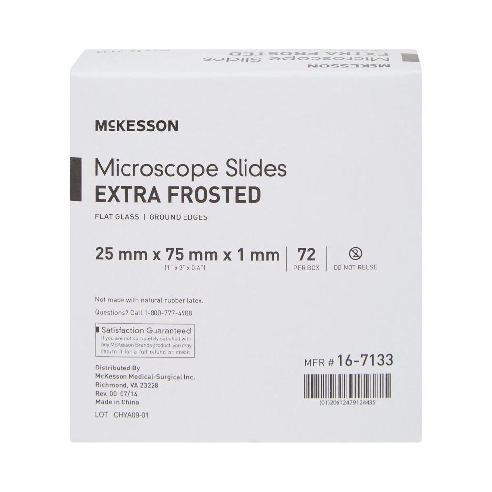 image:imageMcKesson Microscope Slides ExtraFrosted Flat Glass Ground Edges 25 mm x 75 mm x 1 mm 1440 Count1440