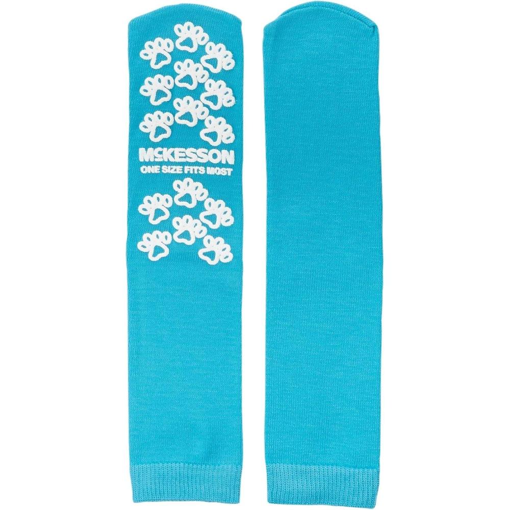 image:imageMcKesson Paw Prints Unisex Slipper Socks One Size Blue 1 Pair