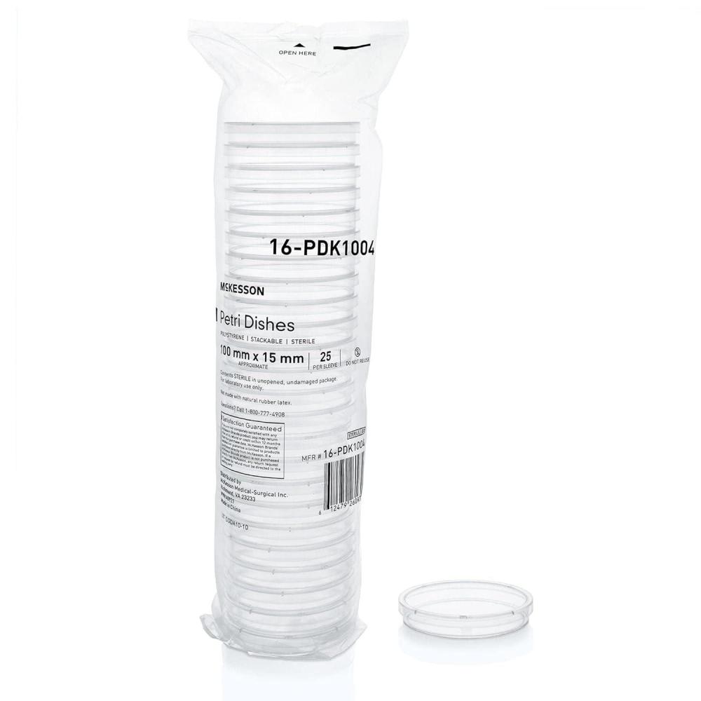 image:imageMcKesson Petri Dishes for Microscope Viewing Science Class Research  Clear DistortionFree Container 100 mm x 15 mm 25 Count