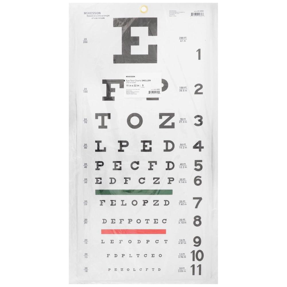 image:imageMcKesson Snellen Eye Test Chart Wall Mounted  NonReflective Matte Finish 20 ft Test Distance  11 in x 22 in 5 Count
