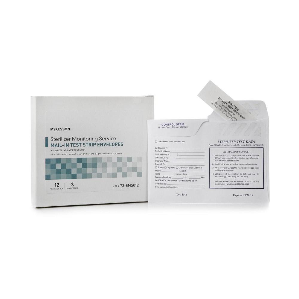 image:imageMcKesson Sterilization Test Monitoring Service Mailin Test Strip Envelopes for Online Results  Steam Chemical Dry Heat EO Gas Sterilization Monitor 12 Count 1 Pack