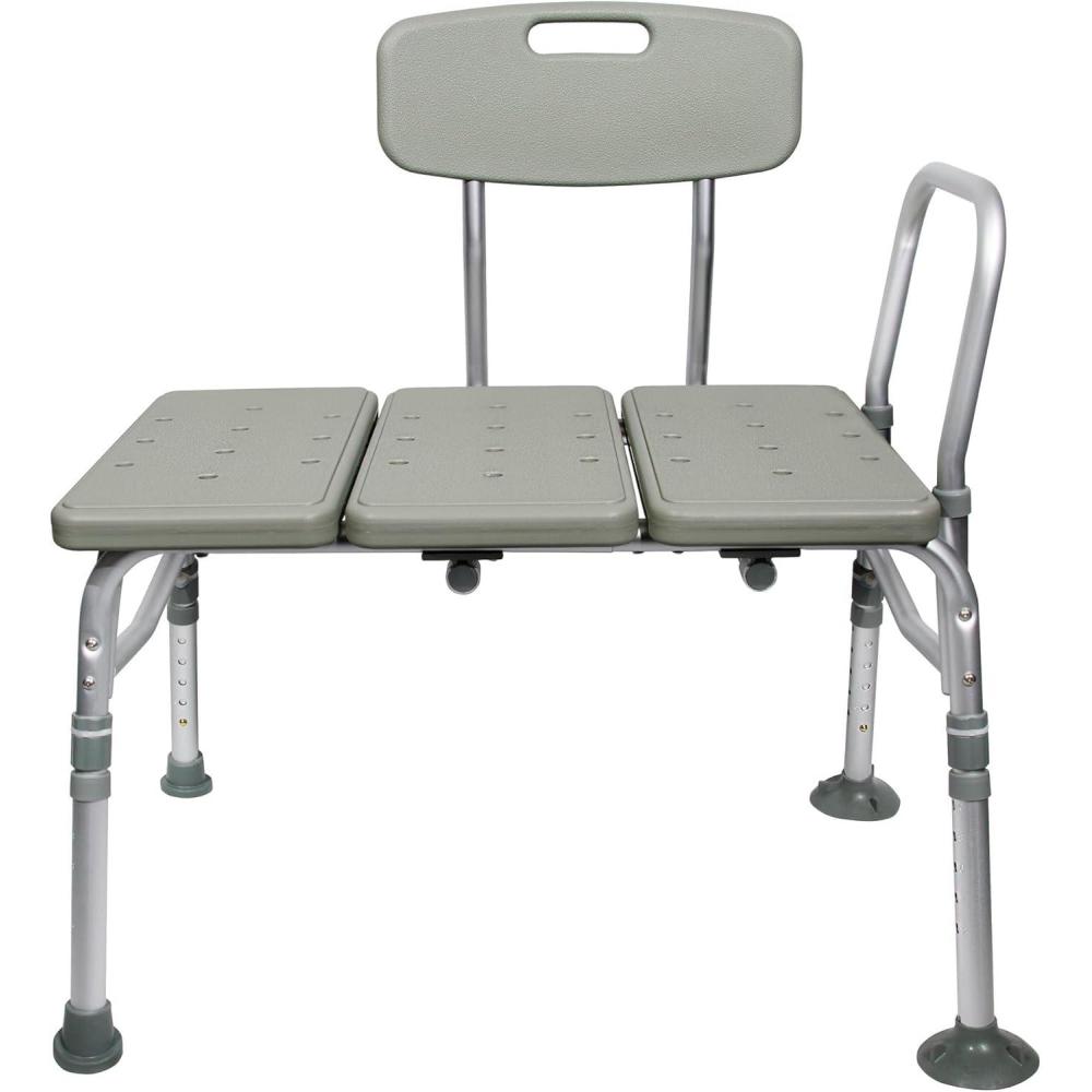 image:imageMcKesson Transfer Bath Bench with Reversible Back Aluminum Frame Removable Arm Rail Gray 400 lbs Weight Capacity 26 in Seat Width 17 12 in to 22 12 in Height 1 Count