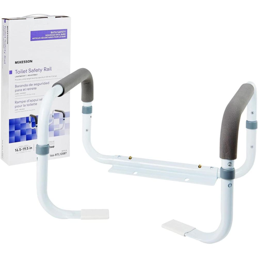 image:imageMcKesson White Steel Toilet Safety Rail up to 300 lbs 2 Count1612 to 1912 Inch Width 2 ct