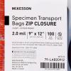 McKesson Biohazard Specimen Transport Bags – Zip Closure, Clear, with Document Pouch, Non-Sterile, No Rubber Latex – 6 in x 12 in, 100 Count