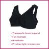 McKesson Black Cotton-Spandex Surgi-Bra – Post-Surgical Bra for Full-Coverage Breast Support with Light Compression – 40-inch B, C, D Cups, 1 Count