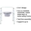 McKesson Folding Bariatric Commode Chair with 7.5 qt Bucket, 350 lbs Weight Capacity, 13 3/4 in Seat Width, 1 Count