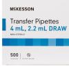 McKesson Transfer Pipette, Non-Sterile, 3.9 mL Capacity 0.5 mL to 1 mL Graduation Increments, 500 Count, 1 Pack