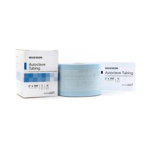 McKesson Autoclave Tubing for Steam and EO Sterilizers – Medical Tool Sterilization Tubing, Clear Blue Film with Water-Based Ink, 2 in x 100 ft, 1 Count