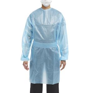 McKesson Chemotherapy Procedure Gown, Disposable – Full-Back, Waist Tie, AAMI Level 2, Unisex, Non-Sterile – Blue, Size Medium, 41 in L, 10 Count