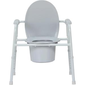 McKesson Commode Chair with 12 qt Bucket, Streel Frame, 350 lbs Weight Capacity, 13 3/4 in Seat Width, 4 Count
