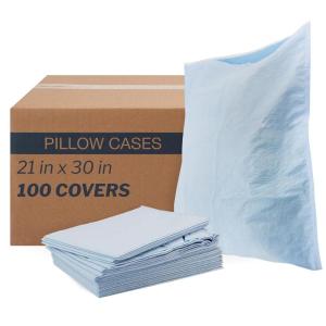 McKesson Disposable Pillow Case Covers Bulk Pillowcase, Single-Use for Medical Hospital Travel, Standard Size, Blue, 21 in x 30 in (100)(100)
