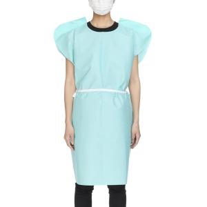 McKesson Exam Gown, Disposable – Poly and Premium Tissue, Front or Back Opening, Short Sleeve, Unisex – Teal, One Size Fits Most Adults, 21 in x 30 in, 50 Count