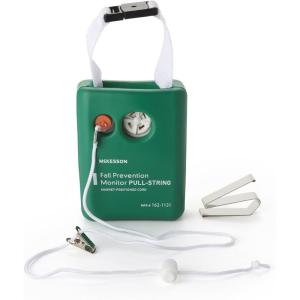McKesson Fall Prevention Monitor, Pull-String Activation, Impact-Resistant Foam Cover, Adjustable Pull-Cord and Garment Clip, Green, 1 Count
