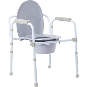 McKesson Folding Bariatric Commode Chair with 7.5 qt Bucket, 350 lbs Weight Capacity, 13 3/4 in Seat Width, 1 Count