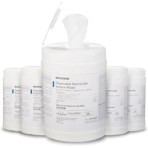 McKesson Germicidal Wipes [1920 Count] Disinfecting Wipes, Alcohol Cleaning Disinfectant Wipes, Hospital Grade Multi-Surface Wipes, 160 Wipes, 12 Pack(160 Count (Pack of 5))