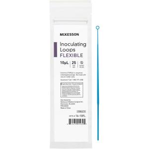 McKesson Inoculating Loop – for Streaking Cultures – Flexible, Sterilized, Disposable – 20 cm, 10 µL, Light Blue, 25 Count